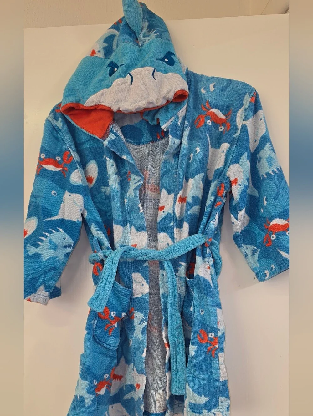 Saint Eve Kids Blue Shark & Crab Hooded Robe